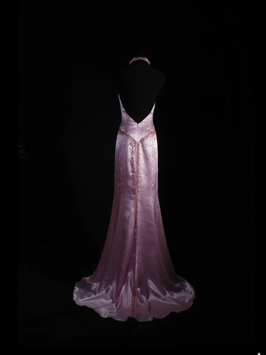 Classy Prom Dresses 1950s Mermaid V Neck Satin Lilac Vintage Long Parties Gowns Evening Dress AS233