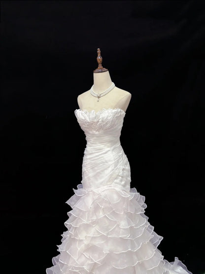 Beautiful Mermaid Sweetheart Light Pink With Tiered Layers Prom Dress Formal Outfits Evening Night Dresses RB7634