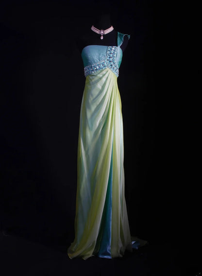 Classy Prom Dresses 1950s Mermaid One Shoulder Yellow Vintage Long Parties Gowns Evening Dress AS235