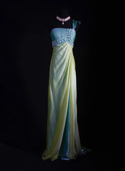 Classy Prom Dresses 1950s Mermaid One Shoulder Yellow Vintage Long Parties Gowns Evening Dress AS235