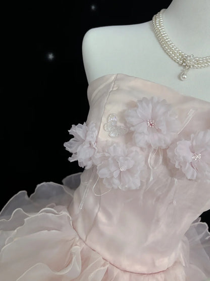 Fairytale Dream Ball Gowns Strapless Pink Poofy Long Quince Dress Voluminous Ideas Quinceanera Dresses Vestidos De 15anos RB7635