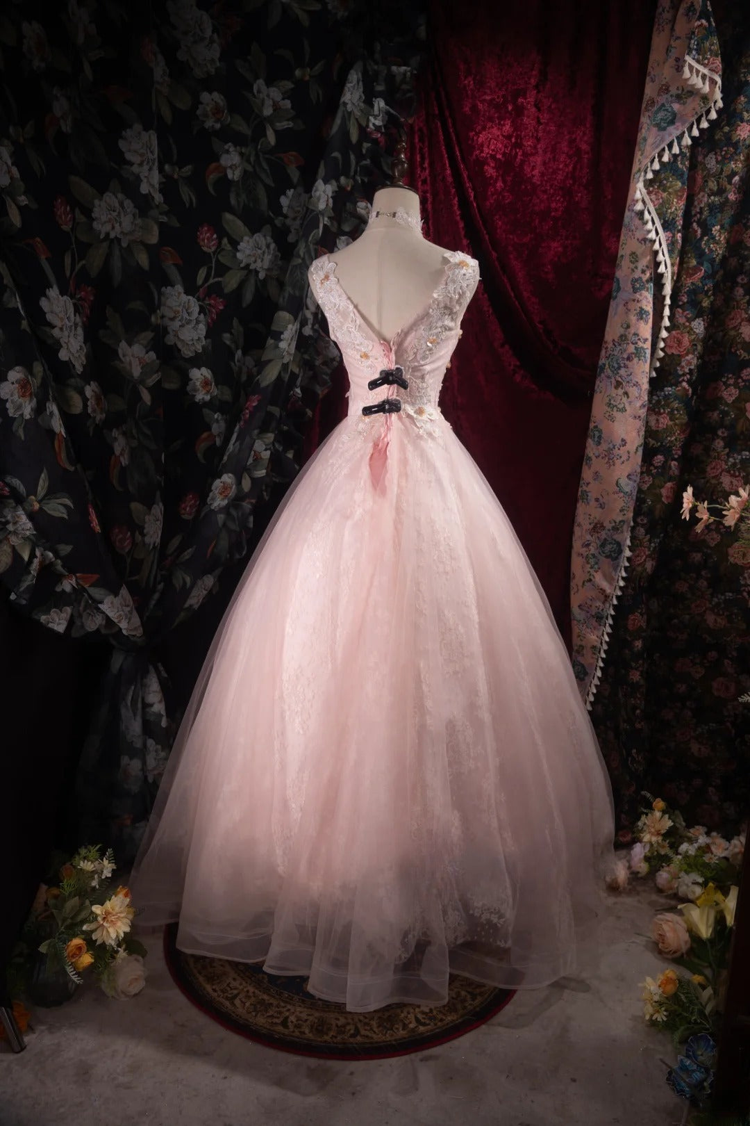 Cute Ball Gown Formal Events Scoop Pink Tulle With Appliqued Quince Dress Quinceanera Dresses Birthday Outfits RB8505