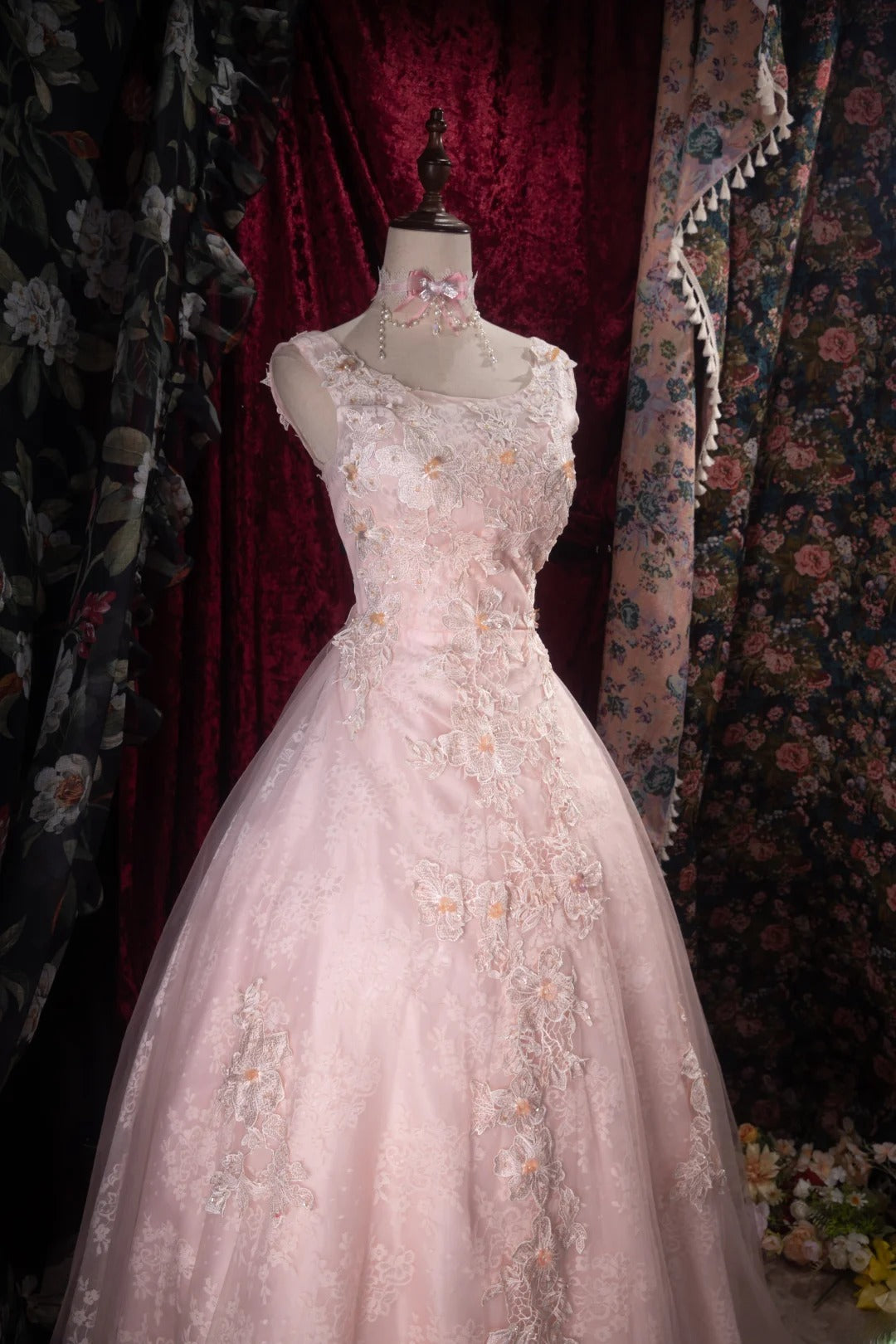 Cute Ball Gown Formal Events Scoop Pink Tulle With Appliqued Quince Dress Quinceanera Dresses Birthday Outfits RB8505