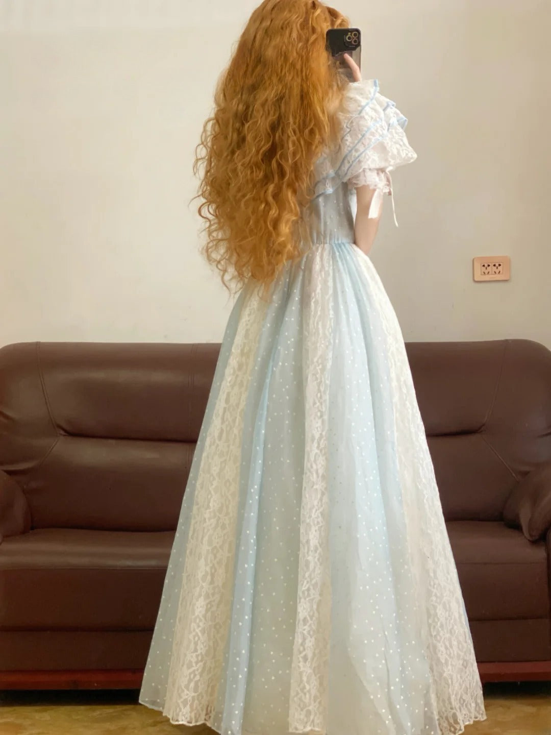 Chic A line LighT Sky Blue Lace With Layers Prom Dress For Women Evening Party Gown RB9156