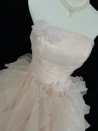 Fairytale Dream Ball Gowns Strapless Light Pink Poofy Long Quince Dress Sweet 16 Ideas Quinceanera Dresses Vestidos De 15anos RB7636
