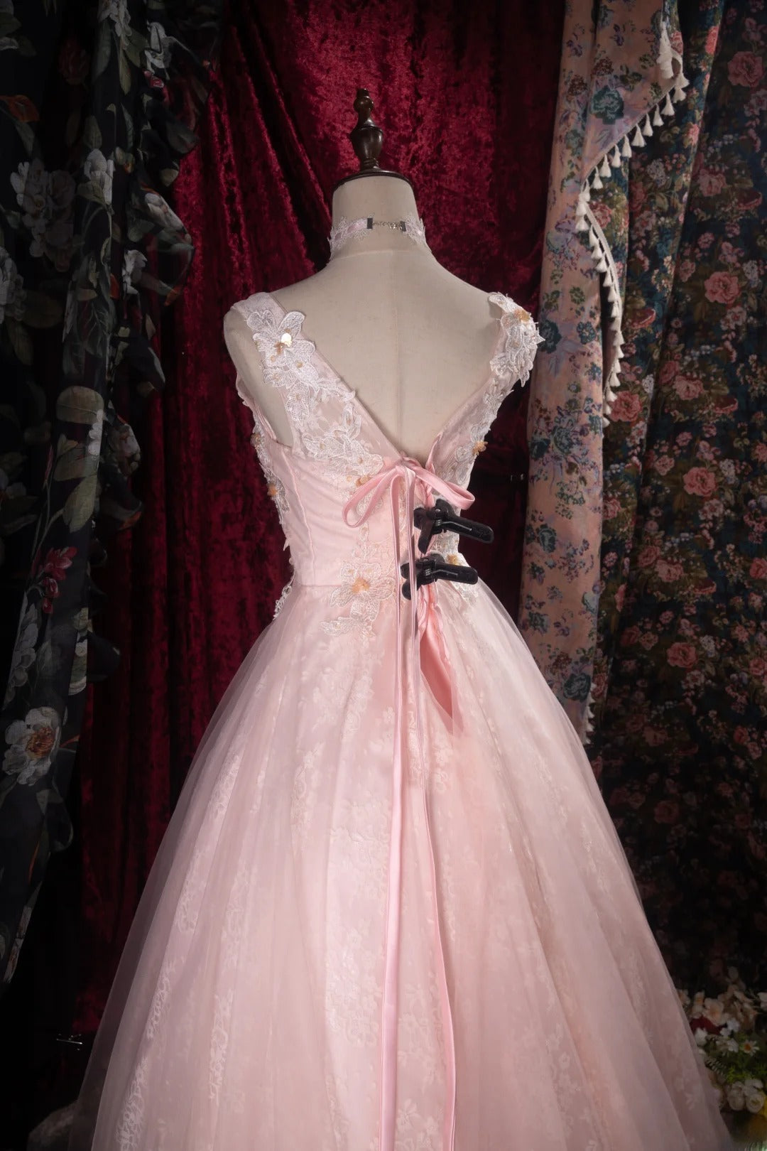 Cute Ball Gown Formal Events Scoop Pink Tulle With Appliqued Quince Dress Quinceanera Dresses Birthday Outfits RB8505