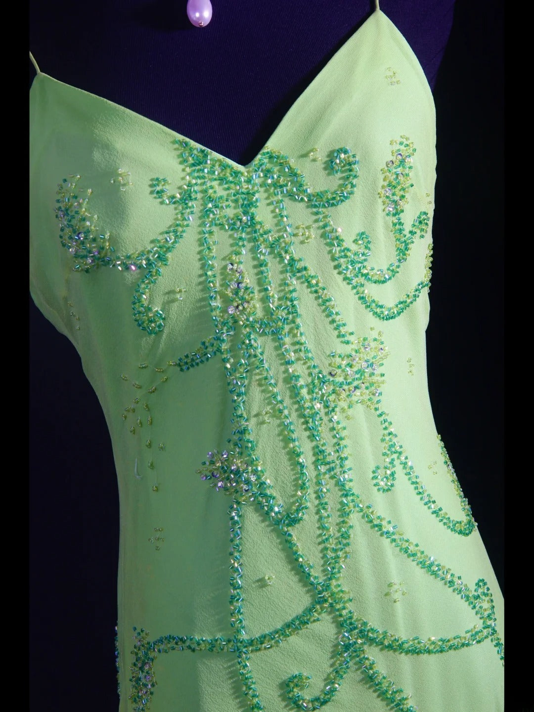 Classy Prom Dresses 1950s Mermaid Spaghetti Straps Chiffon Mint Green Beaded Long Parties Gowns Evening Dress AS236