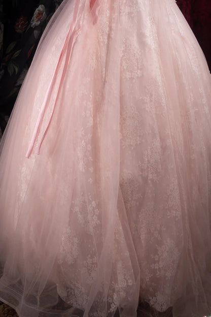 Cute Ball Gown Formal Events Scoop Pink Tulle With Appliqued Quince Dress Quinceanera Dresses Birthday Outfits RB8505