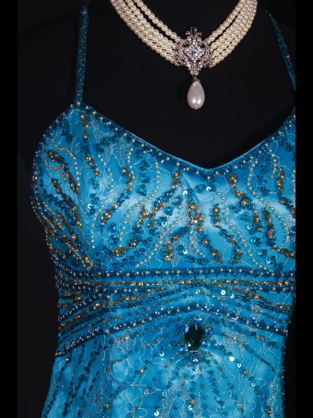 Classy Prom Dresses 1950s Mermaid Spaghetti Straps Blue Tulle Beaded Long Parties Gowns Evening Dress AS238