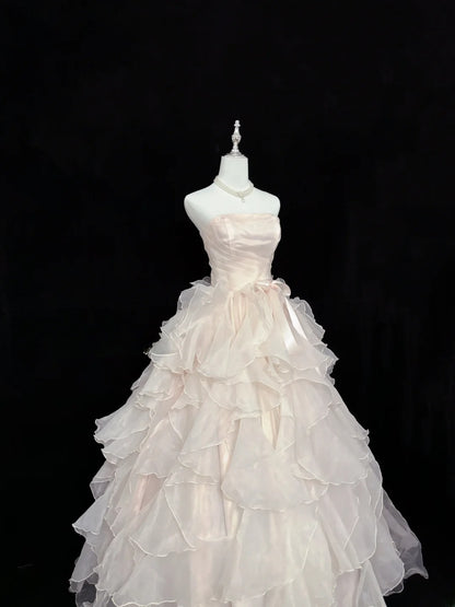 Fairytale Dream Ball Gowns Strapless Light Pink Poofy Long Quince Dress Sweet 16 Ideas Quinceanera Dresses Vestidos De 15 anos RB7638