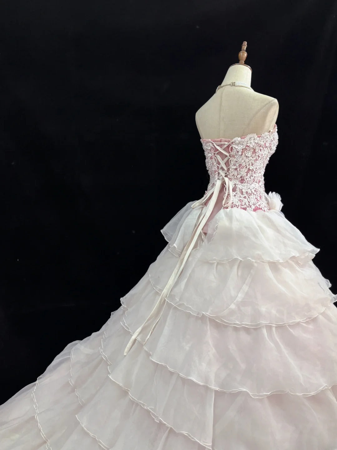 Elegant Ball Gowns Sweetheart Light Pink Poofy Long Lace Quince Dress Sweet 16 Ideas Quinceanera Dresses Vestidos De 15 anos RB7639