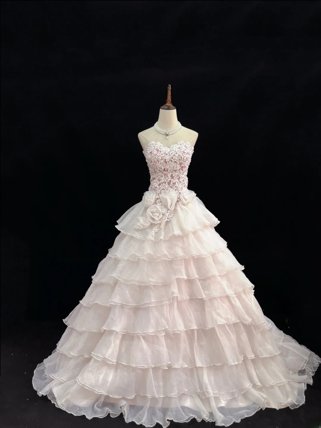 Elegant Ball Gowns Sweetheart Light Pink Poofy Long Lace Quince Dress Sweet 16 Ideas Quinceanera Dresses Vestidos De 15 anos RB7639