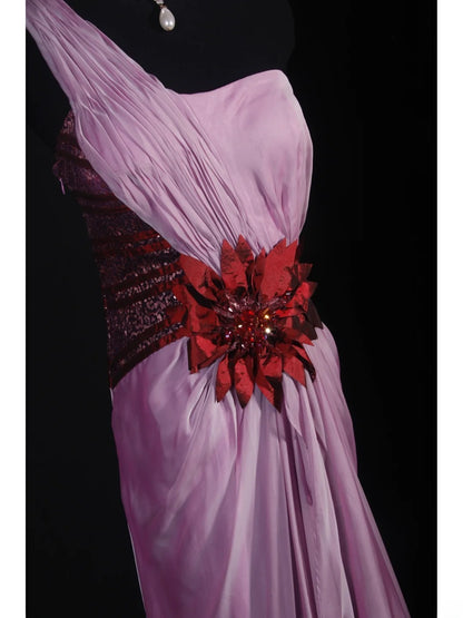 Vintage Mermaid One Shoulder Lilac Chiffon Long Formal Old 1950s Prom Dresses Night Outfits Party Gowns AS239