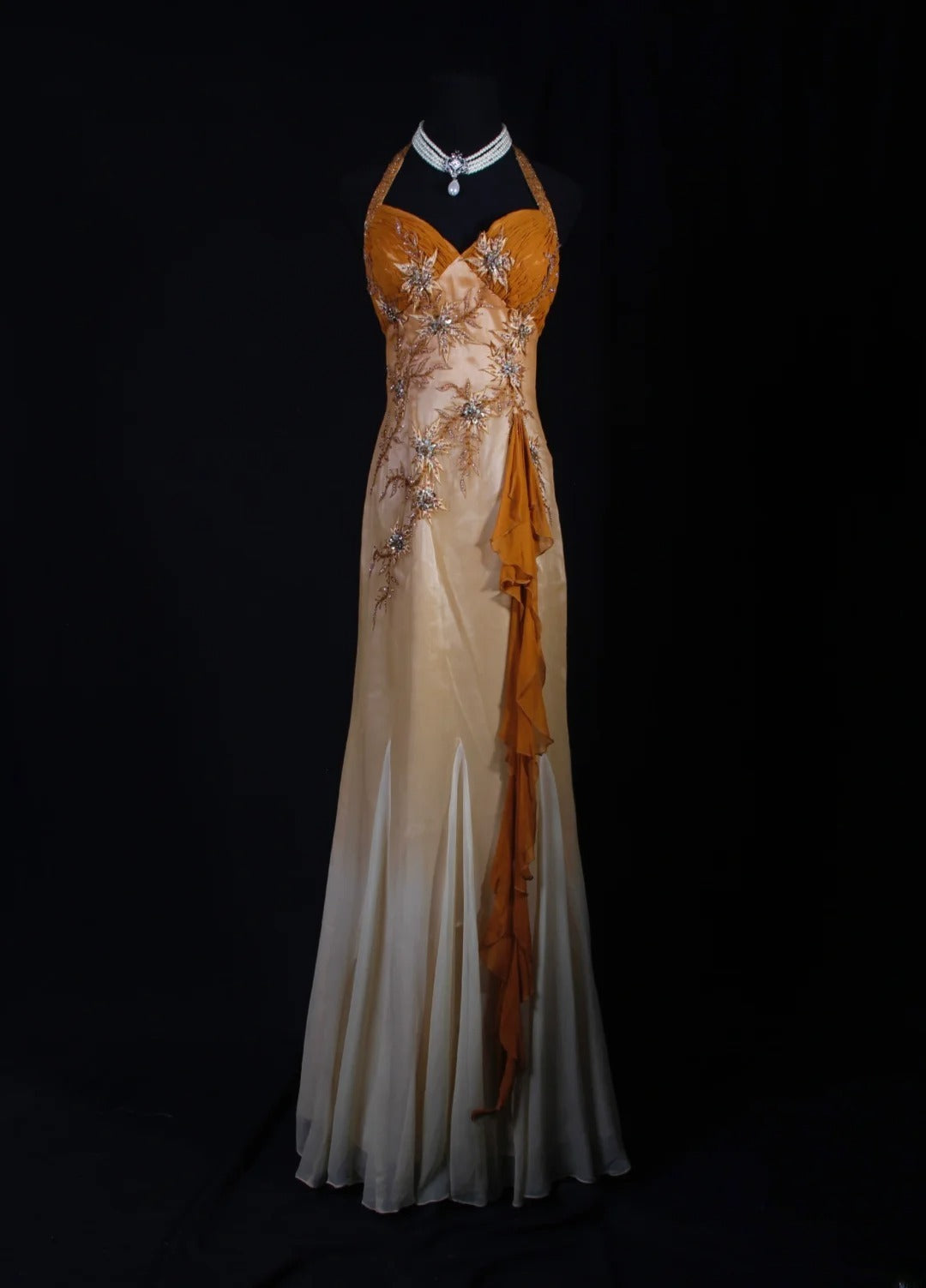 Classy Prom Dresses 1950s Mermaid Halter Chiffon With Beaded Long Parties Gowns Evening Dress AS240