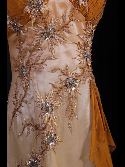 Classy Prom Dresses 1950s Mermaid Halter Chiffon With Beaded Long Parties Gowns Evening Dress AS240
