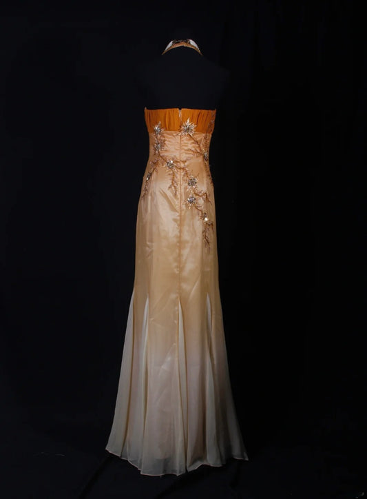 Classy Prom Dresses 1950s Mermaid Halter Chiffon With Beaded Long Parties Gowns Evening Dress AS240