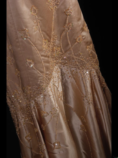 Classy Prom Dresses 1950s Mermaid Spaghetti Strap Champagne With Beaded Long Parties Gowns Evening Dress AS241