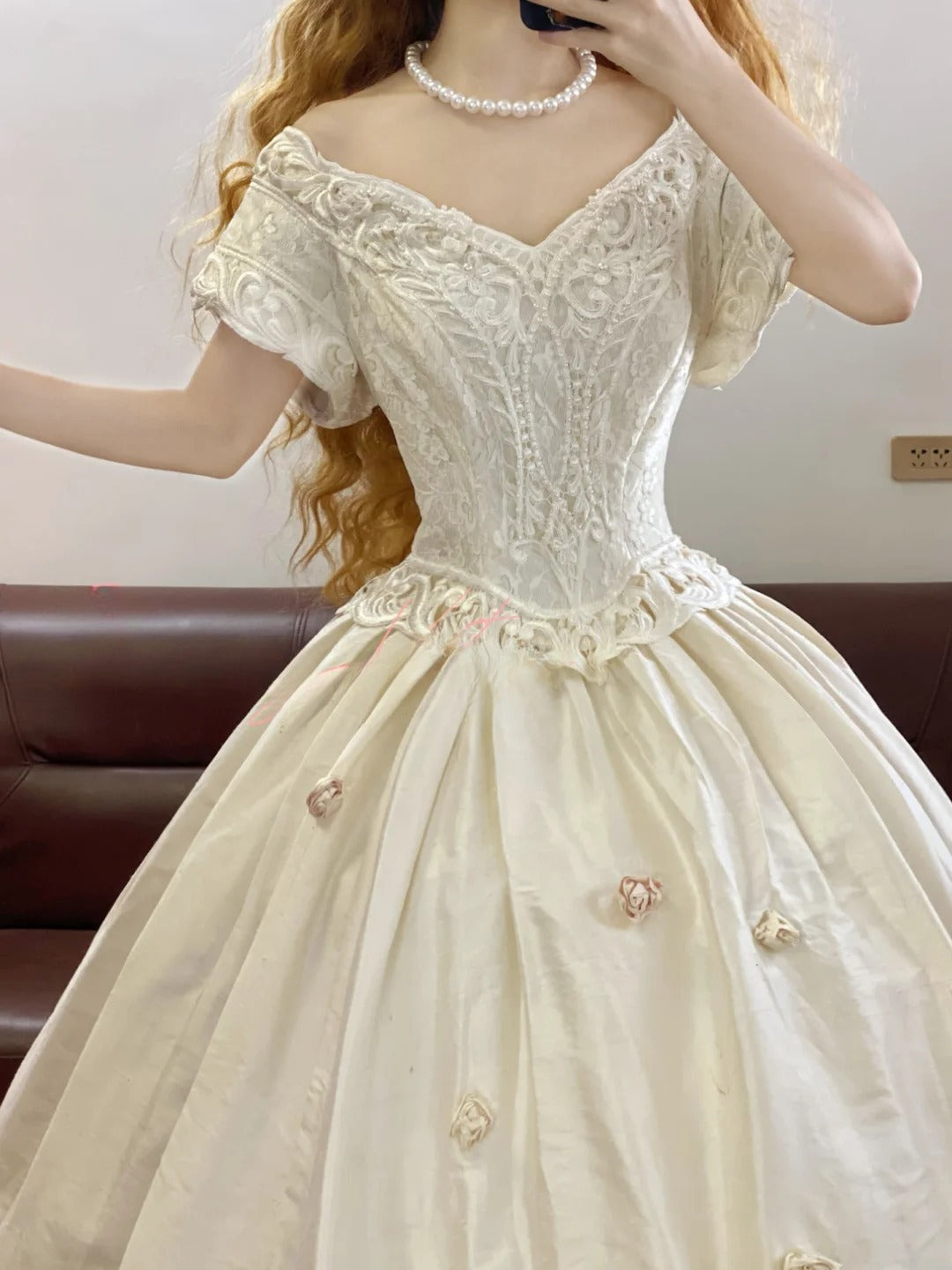 Elegant Floor Length Wedding Dress Classic White Ball Gown Off Shoulder With Sleeves Bridal Gown for Big Day RB9160