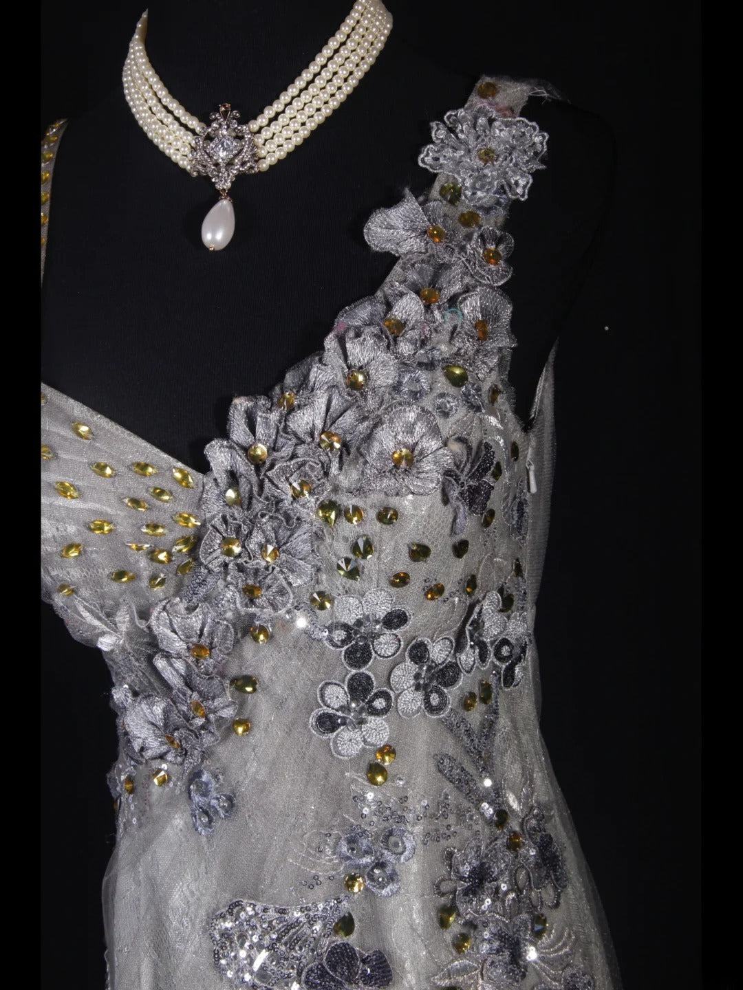 Classy Prom Dresses 1950s Mermaid Spaghetti Strap Silver Gray Lace With Beaded Long Parties Gowns Evening Dress AS242
