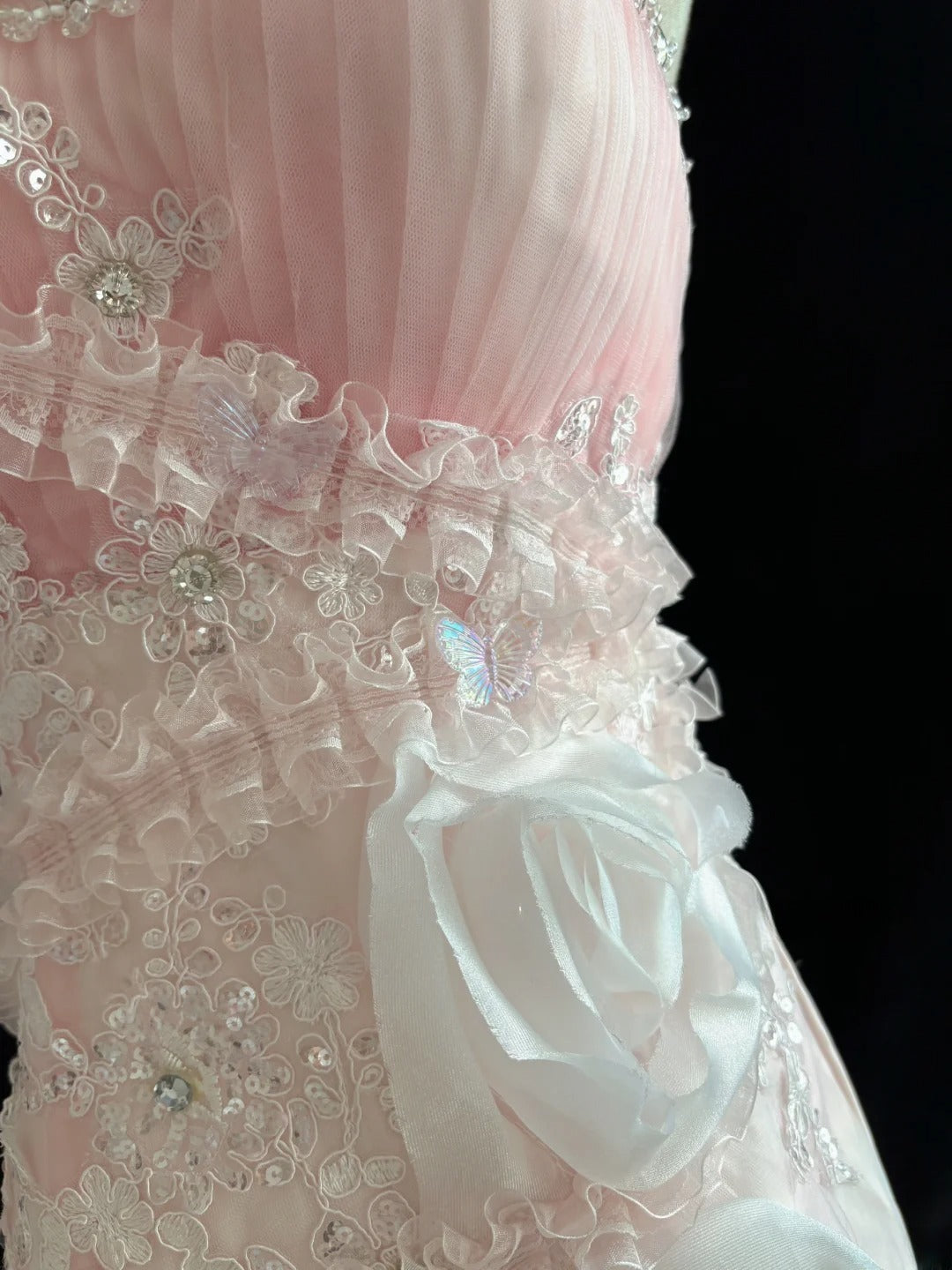 Beautiful Mermaid Sweetheart Pink With 3D Flowers Long Prom Dress Formal Outfits Evening Night Dresses RB7645