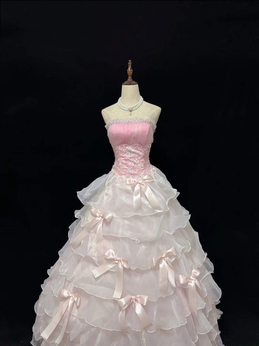 Elegant Ball Gowns Strapless Pink Poofy Long With Tiered Layers Quince Dress Sweet 16 Ideas Quinceanera Dresses Vestidos De 15 anos RB7646