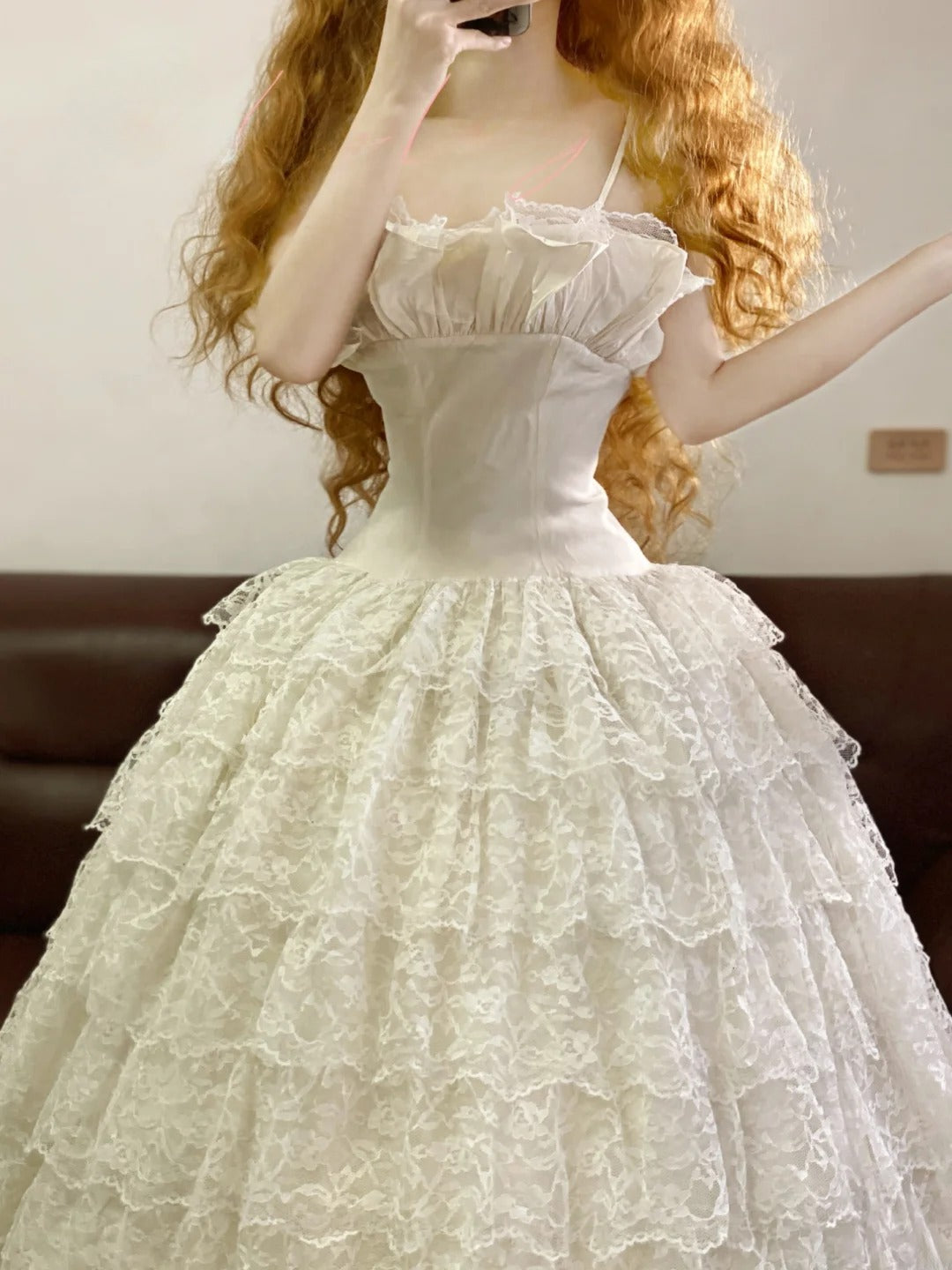 Elegant Floor Length Wedding Dress Classic Ball Gown Spaghetti Straps White Bridal Gown for Big Day RB9165