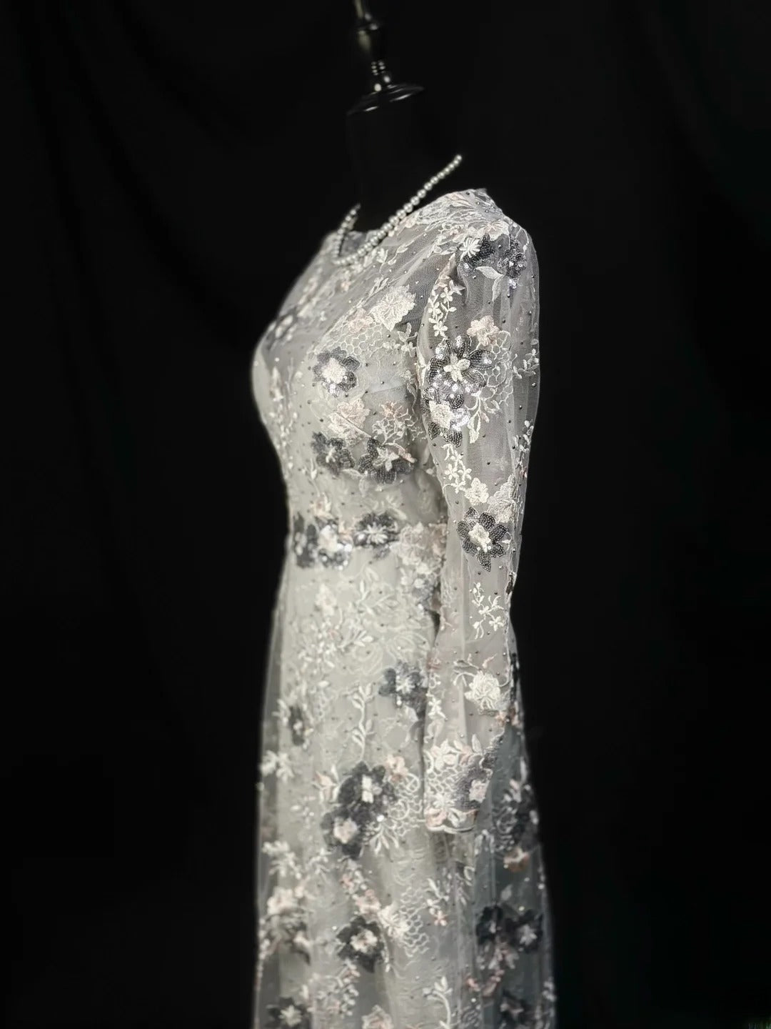 Vintage 90s Prom Dresses A Line Scoop Lace With Long Sleeves Party Gown Formal Outfits RB6100
