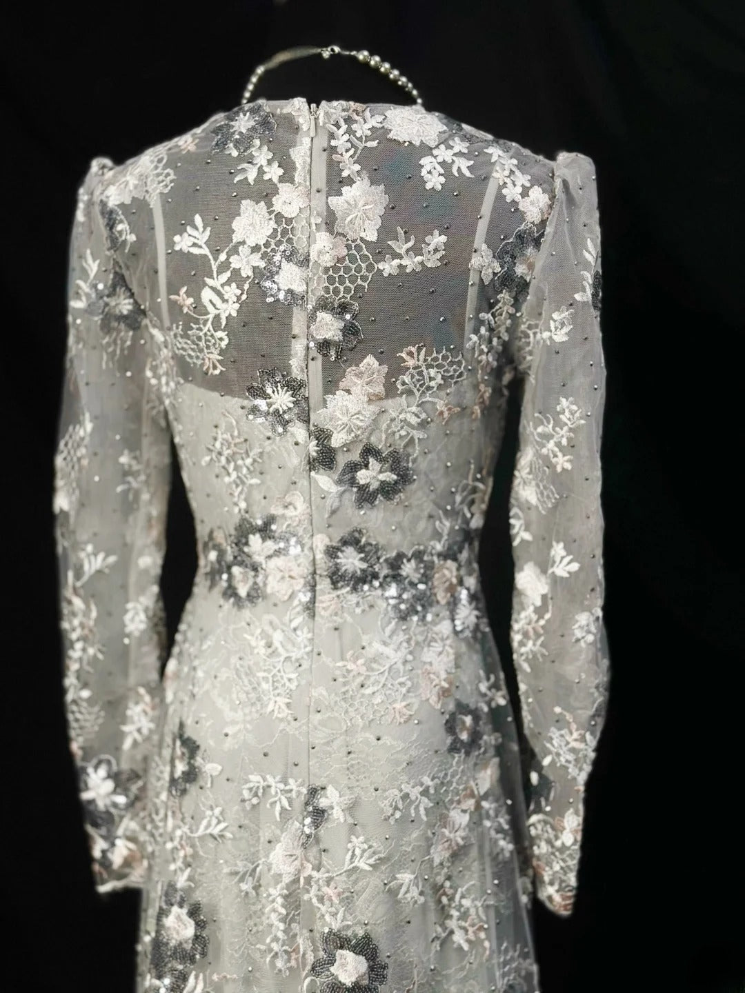 Vintage 90s Prom Dresses A Line Scoop Lace With Long Sleeves Party Gown Formal Outfits RB6100