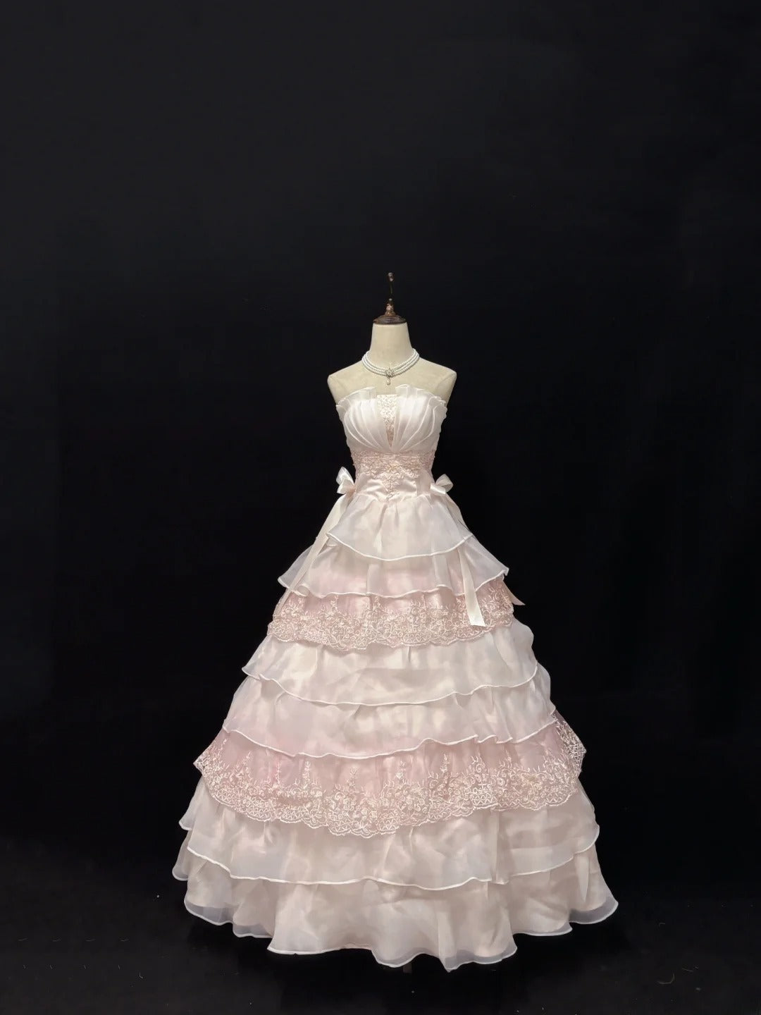 Elegant Ball Gowns Strapless Pink Poofy Long With Tiered Layers Quince Dress Sweet 16 inspo Quinceanera Dresses Vestidos De 15 anos RB7649