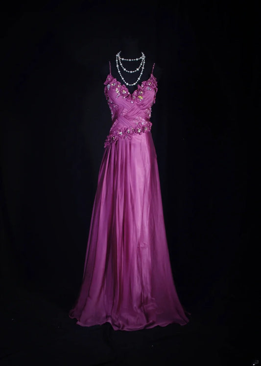 Classy Prom Dresses 1950s A line Spaghetti Straps Grape Tulle Long Parties Gowns Evening Dress AS249