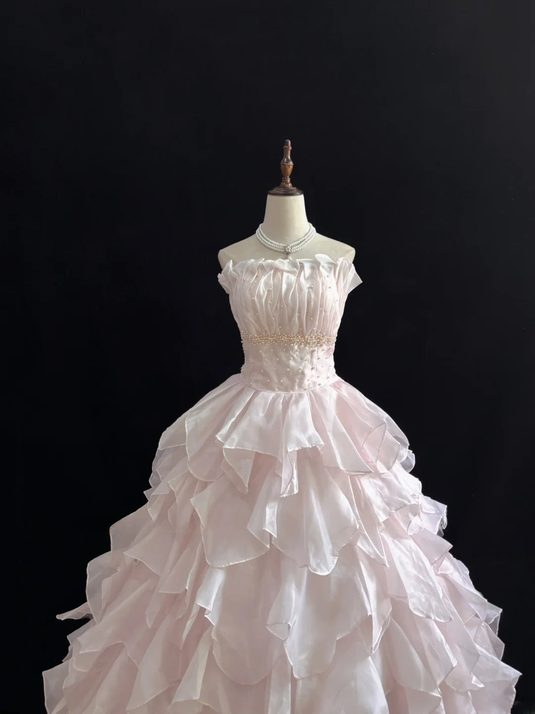 Classy Ball Gowns Strapless Pink Poofy Long With Tiered Layers Quince Dress Sweet 16 inspo Quinceanera Dresses Vestidos De 15 anos RB7650