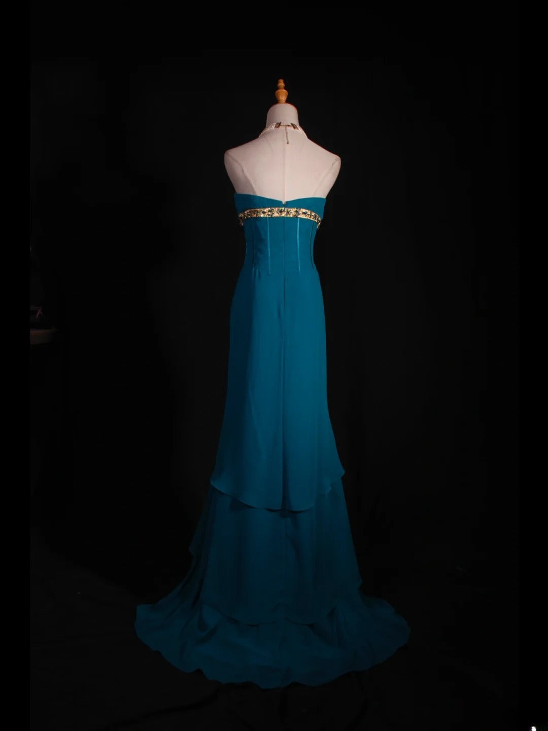 Vintage Mermaid Strapless Blue Chiffon Long Formal Old 1950s Prom Dresses Night Outfits Party Gowns AS251