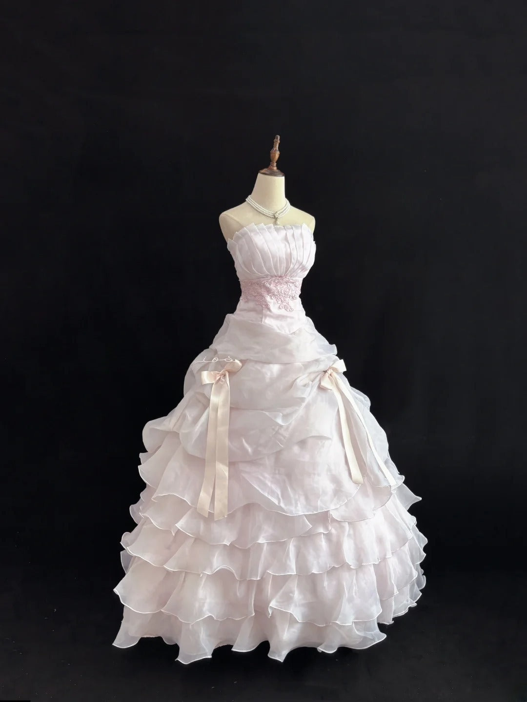 Classy Ball Gowns Strapless Pink Poofy Long With Tiered Layers Quince Dress Sweet 16 inspo Quinceanera Dresses Vestidos De 15 anos RB7652