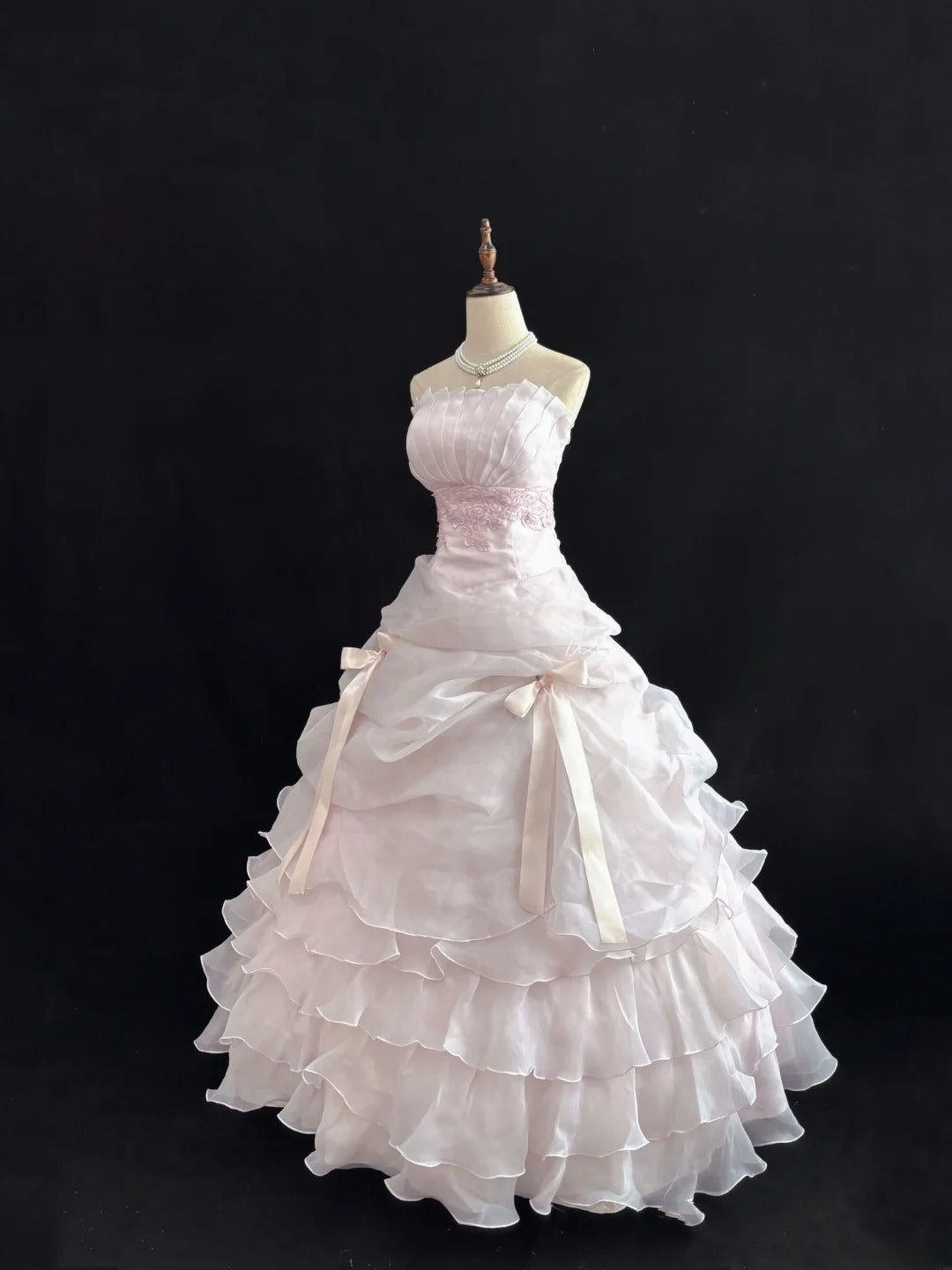 Classy Ball Gowns Strapless Pink Poofy Long With Tiered Layers Quince Dress Sweet 16 inspo Quinceanera Dresses Vestidos De 15 anos RB7652