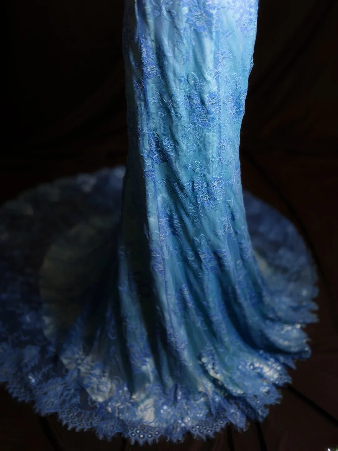 Vintage 90s Prom Dresses Mermaid V Neckline Blue Lace With Beading Party Gown Formal Outfits RB6104