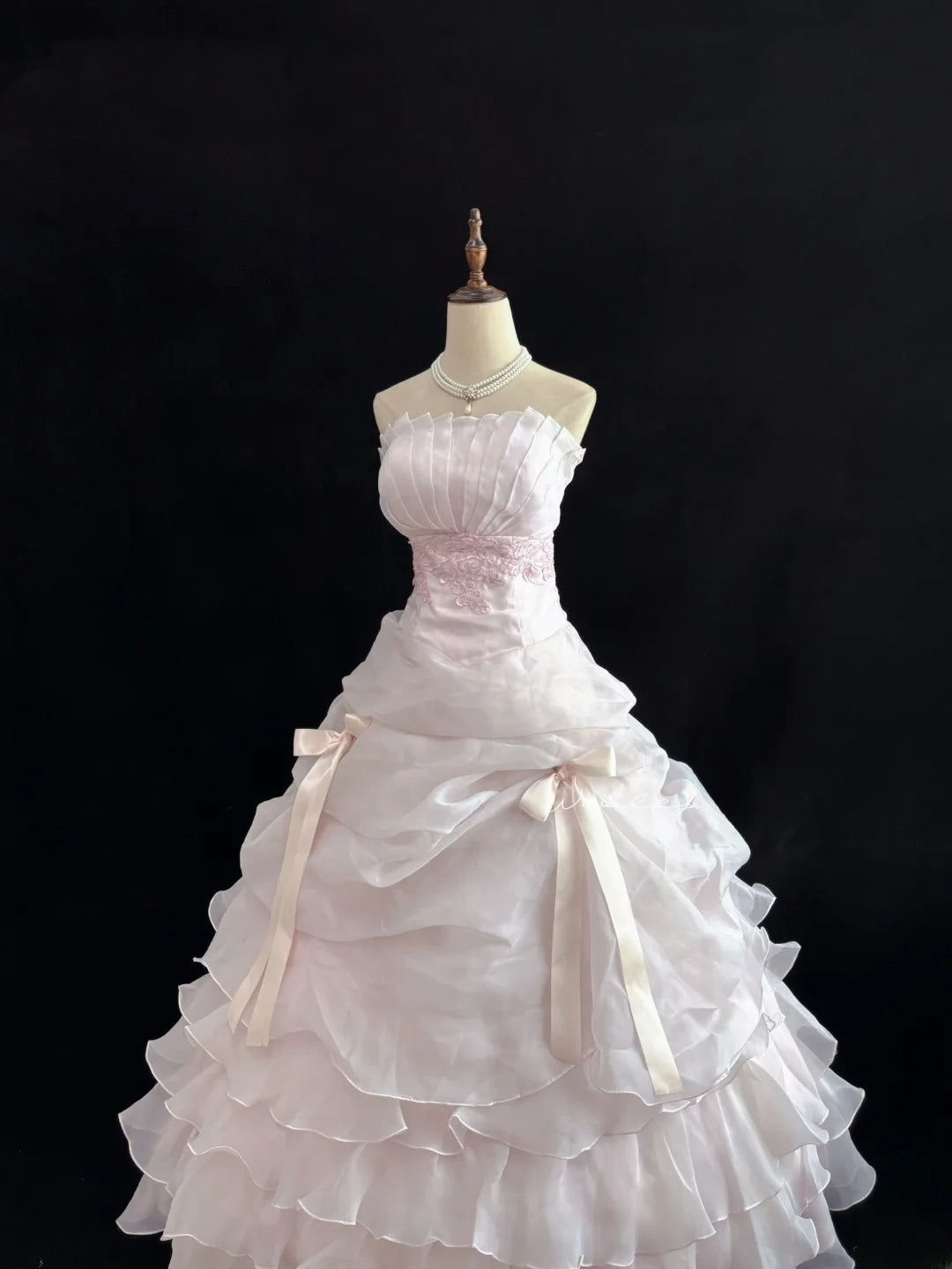 Classy Ball Gowns Strapless Pink Poofy Long With Tiered Layers Quince Dress Sweet 16 inspo Quinceanera Dresses Vestidos De 15 anos RB7652