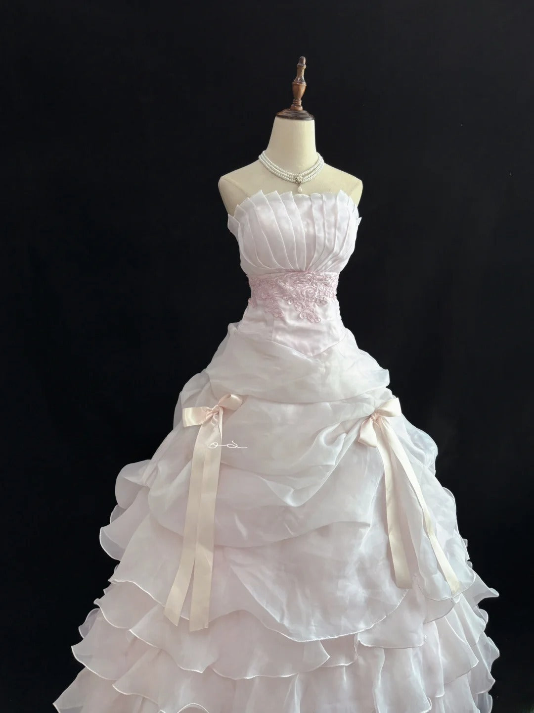 Classy Ball Gowns Strapless Pink Poofy Long With Tiered Layers Quince Dress Sweet 16 inspo Quinceanera Dresses Vestidos De 15 anos RB7652