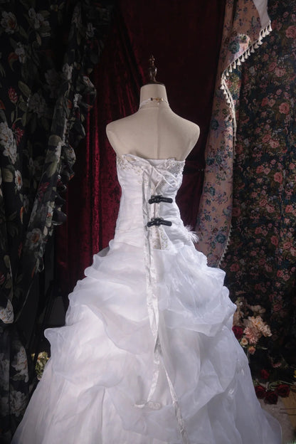 Vintage Ball Gown Sweetheart White Tulle 2000s With Appliqued Long Autumn Winter Bridal Dress Wedding Dresses RB8513