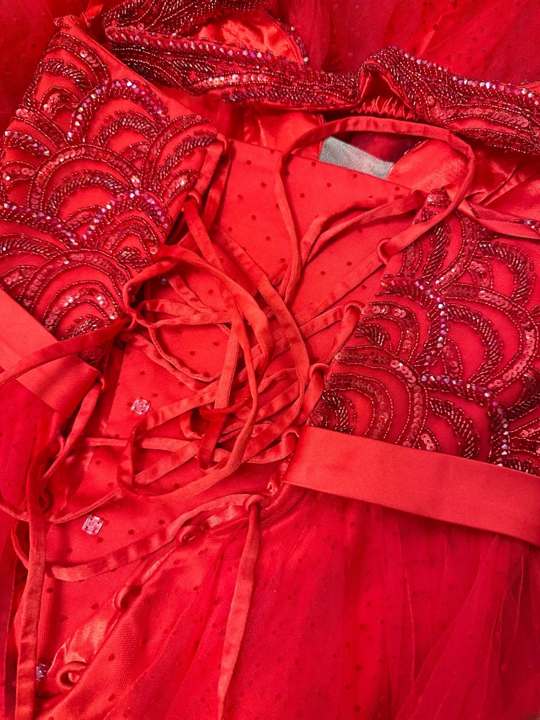 Vintage 90s Prom Dresses Ball Gown Off The Shoulder Red Tiered Layers With Beading Party Gown Formal Outfits RB6105