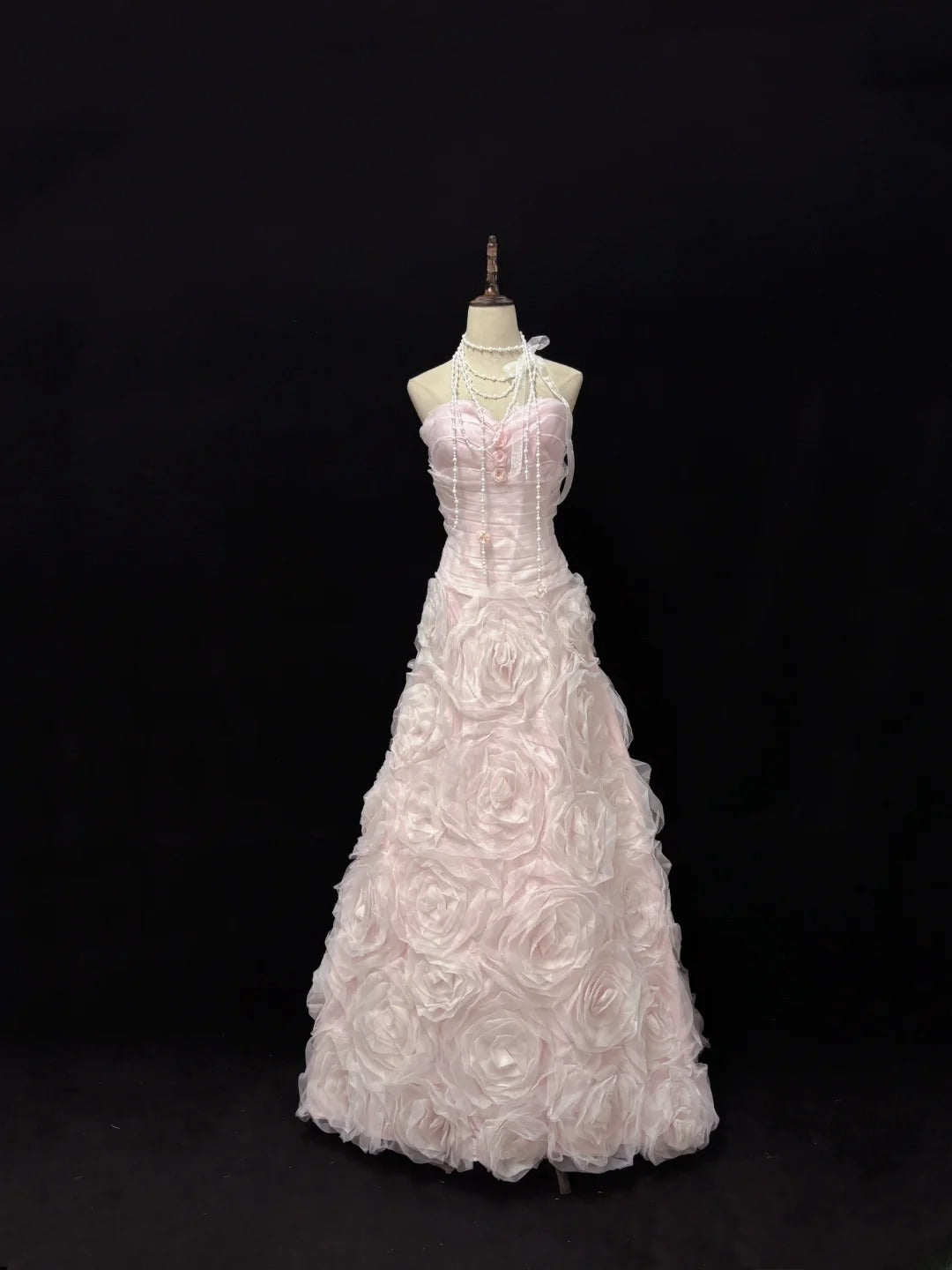 Modest Mermaid Sweetheart Pink With 3D Flowers Long Prom Dress Formal Outfits Evening Night Dresses RB7654