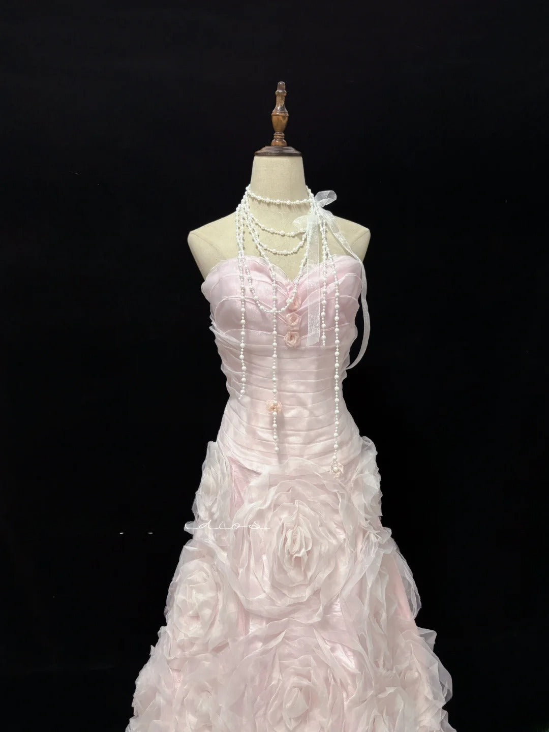 Modest Mermaid Sweetheart Pink With 3D Flowers Long Prom Dress Formal Outfits Evening Night Dresses RB7654