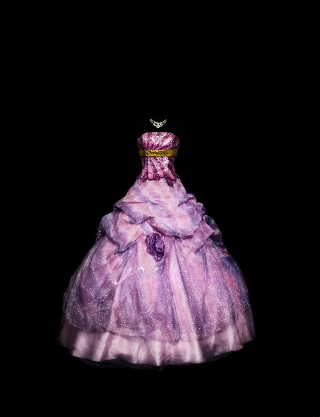 Modest Ball Gown Strapless Lilac Tulle Long Quinceanera Dresses With Flowers For Sweet 15 15 Anos Celebration Birthday Formal Gown RB8885