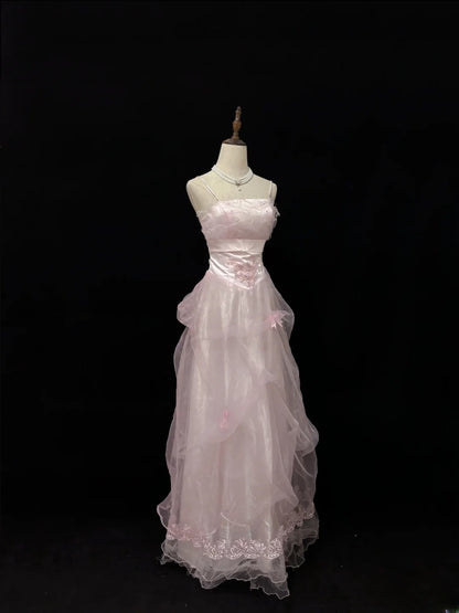 Classy Ball Gowns Straps Pink Poofy Long With Appliued Lace Quince Dress Sweet 16 inspo Quinceanera Dresses Vestidos De 15 anos RB7659