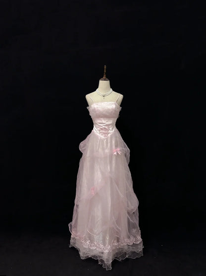 Classy Ball Gowns Straps Pink Poofy Long With Appliued Lace Quince Dress Sweet 16 inspo Quinceanera Dresses Vestidos De 15 anos RB7659