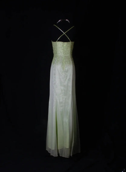 Shinning Mermaid Spaghetti Straps White Green Ombre Chiffon Long Prom Dresses Impress 18th Birthday Outfits Prom Gown AS260