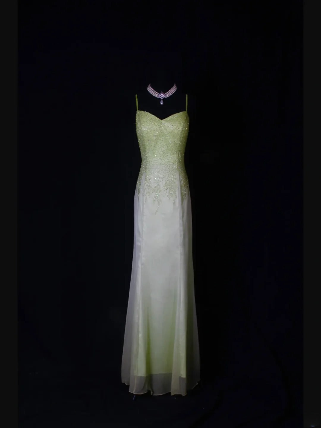 Shinning Mermaid Spaghetti Straps White Green Ombre Chiffon Long Prom Dresses Impress 18th Birthday Outfits Prom Gown AS260