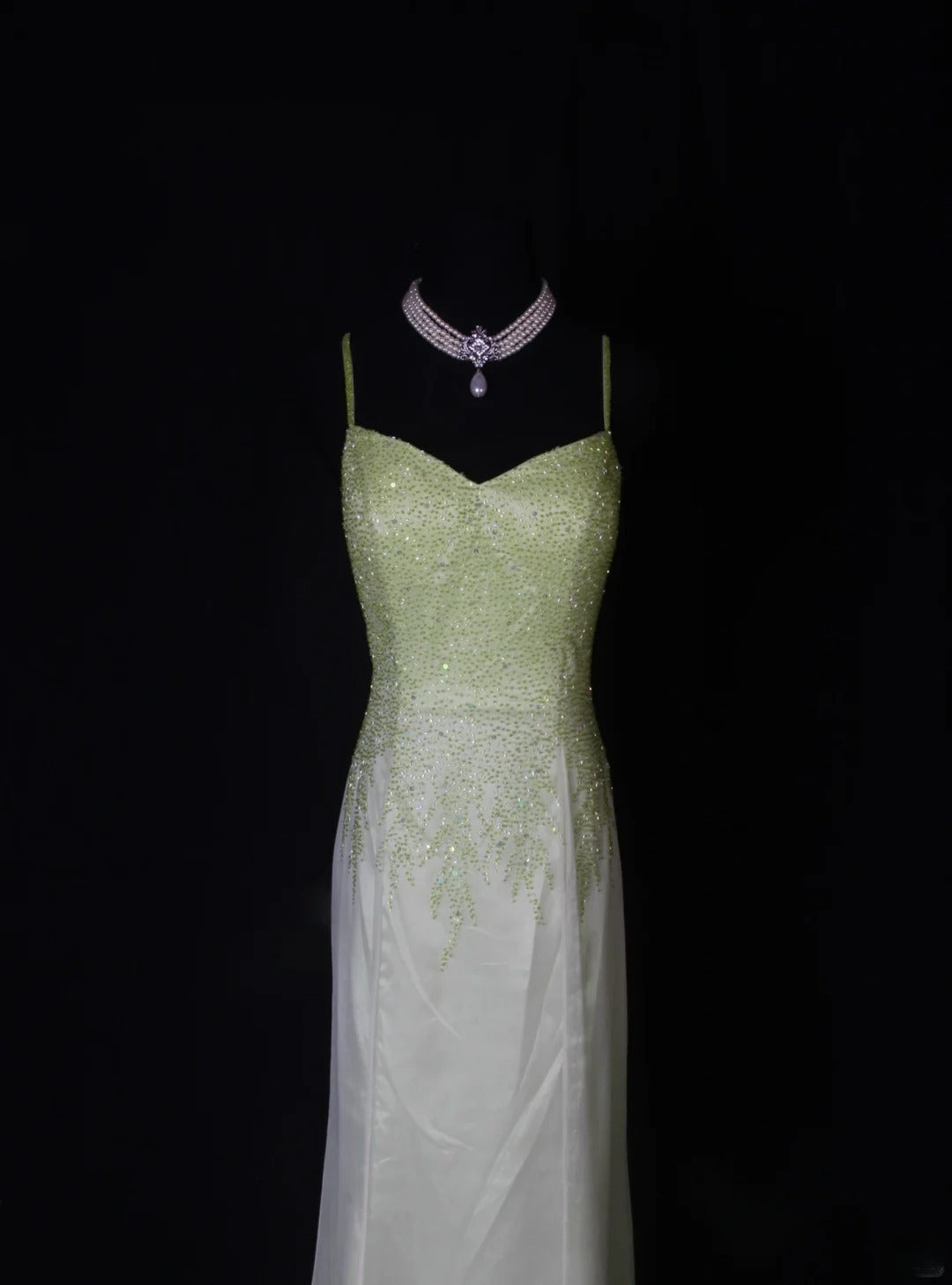 Shinning Mermaid Spaghetti Straps White Green Ombre Chiffon Long Prom Dresses Impress 18th Birthday Outfits Prom Gown AS260