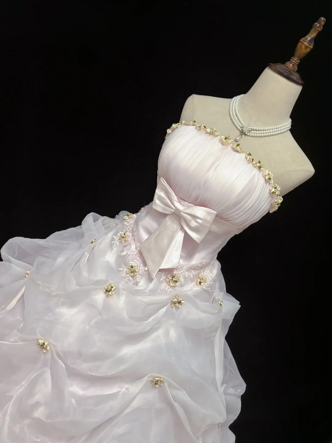 Classy Ball Gowns Strapless Pink Poofy Long With Gold Beads Quince Dress Sweet 16 inspo Quinceanera Dresses Vestidos De 15 anos RB7661