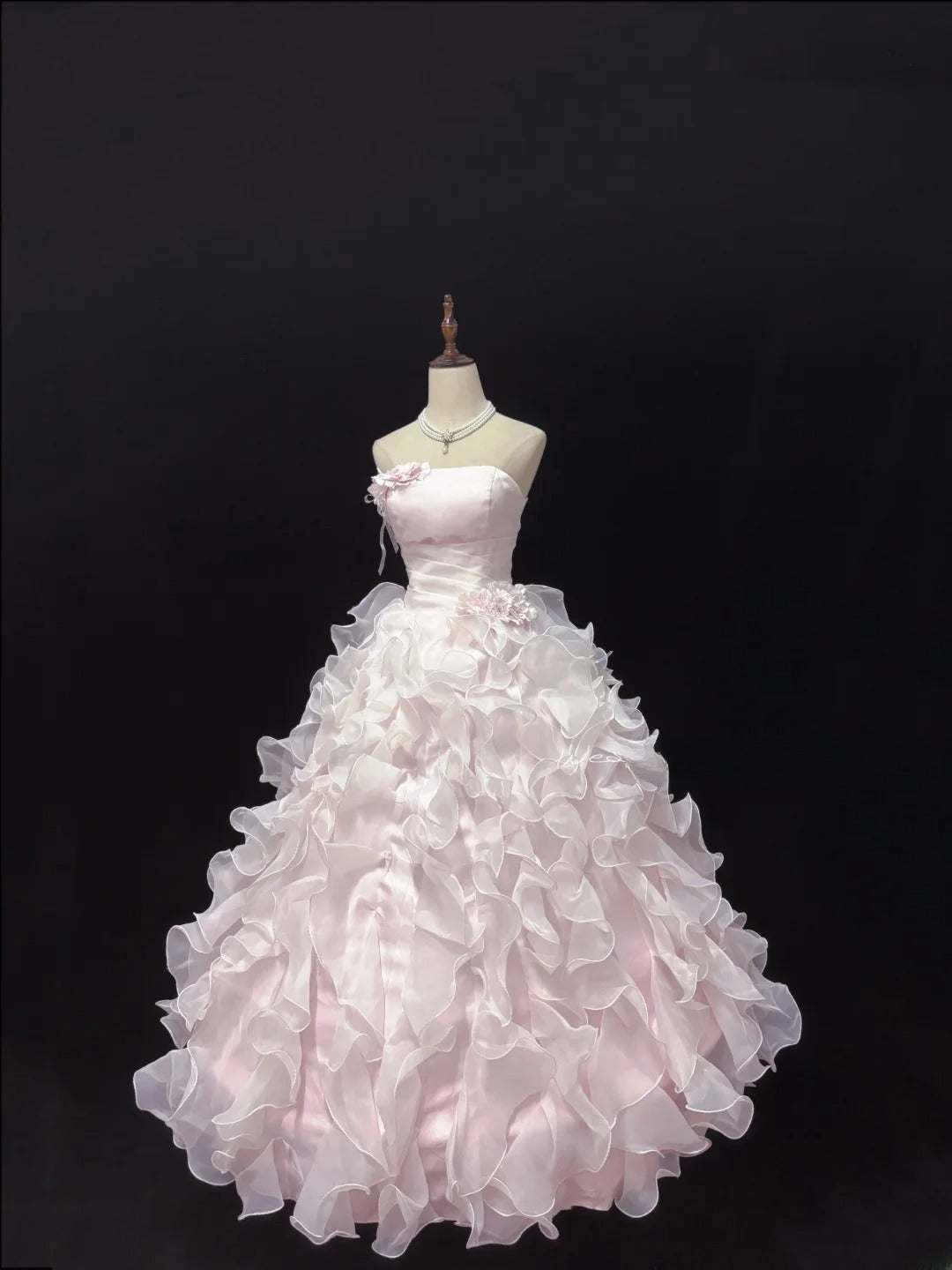 Classy Ball Gowns Strapless Pink Poofy Long With Tiered Layers Quince Dress Sweet 16 inspo Quinceanera Dresses Vestidos De 15 anos RB7662