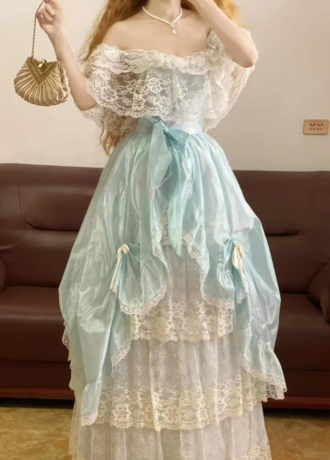 Prom Dress Elegant Ball Gown Off The Shoulder Blue Floor Length Formal Evening Gown for Women Graduation Party RB9252